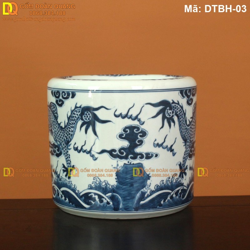 Bát hương men lam huế vẽ rồng cao cấp mã DTBH-03 - Ảnh 4