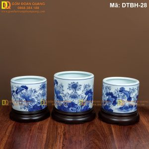 Bát hương men xanh vẽ Sen đủ cỡ mã DTBH-28
