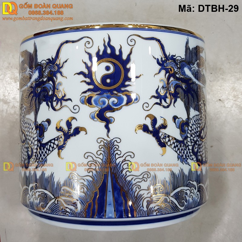 Bát hương vẽ vàng cảnh Rồng mã DTBH-29 - Bộ đồ thờ cúng Bát Tràng Bát hương vẽ vàng cảnh Rồng mã DTBH-29 - Bộ đồ thờ cúng Bát Tràng