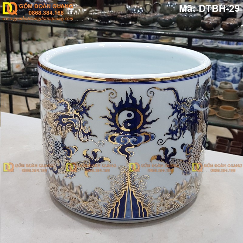 Bát hương vẽ vàng cảnh Rồng mã DTBH-29