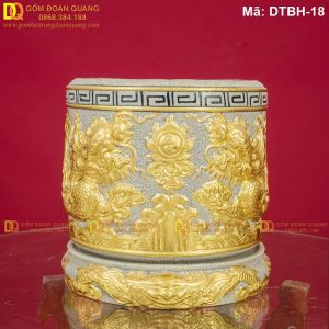 Bát nhang dát vàng cảnh Rồng mã DTBH-18