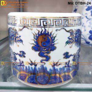 Bát nhang vẽ vàng 24k đẹp cảnh Rồng mã DTBH-24