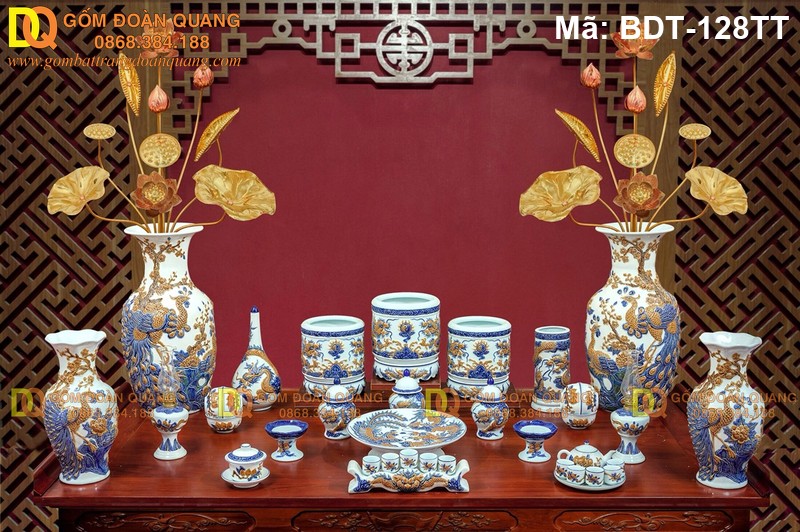 Bộ bàn thờ gia tiên đẹp, trang nghiêm mã BDT-128Bộ bàn thờ gia tiên đẹp, trang nghiêm mã BDT-128TT