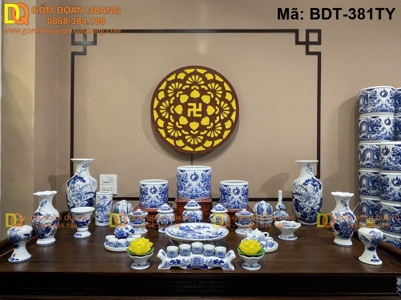 Bộ đồ bàn thờ gia tiên 3 bát nhang mã BDT-381TY