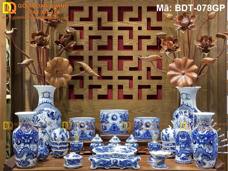 Bộ đồ bàn thờ gia tiên đẹp chuẩn tâm linh mã BDT-078GP