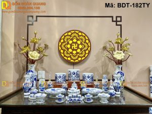 Bộ đồ bàn thờ gia tiên đẹp, đủ lễ vật mã BDT-182TY
