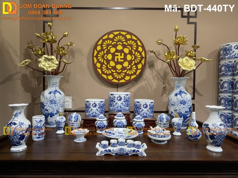 Bộ đồ bàn thờ gia tiên truyền thống đẹp mã BDT-440TY