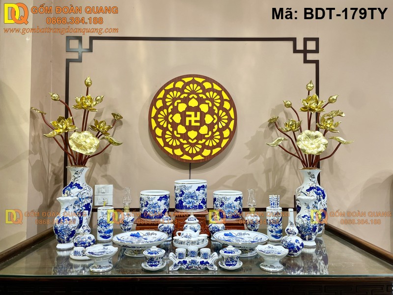 Bộ đồ cúng bàn thờ tiện dụng, đẹp mắt mã BDT-179TY