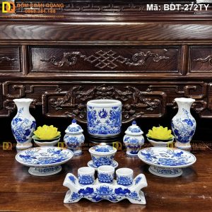 Bộ đồ thờ 1 bát hương Rồng và phụ kiện Sen mã BDT-272TY
