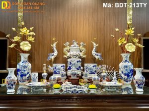 Bộ đồ thờ bằng gốm Bát Tràng tinh tế mã BDT-213TY