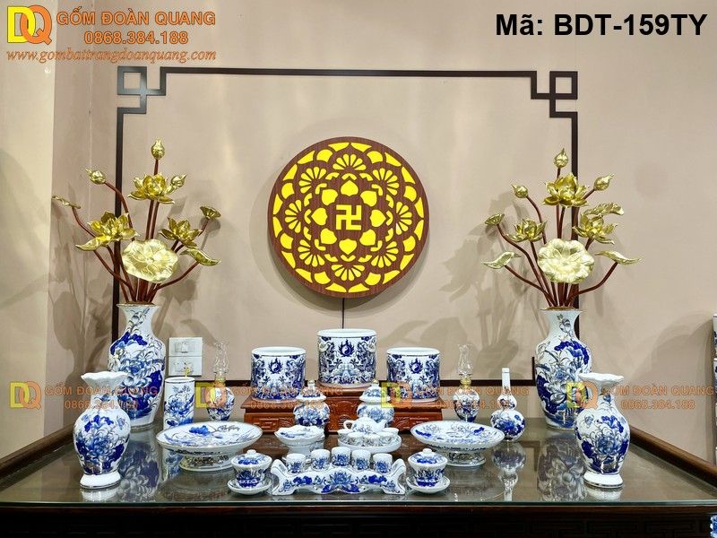 Bộ đồ thờ bằng gốm bền đẹp theo thời gian mã BDT-159TY
