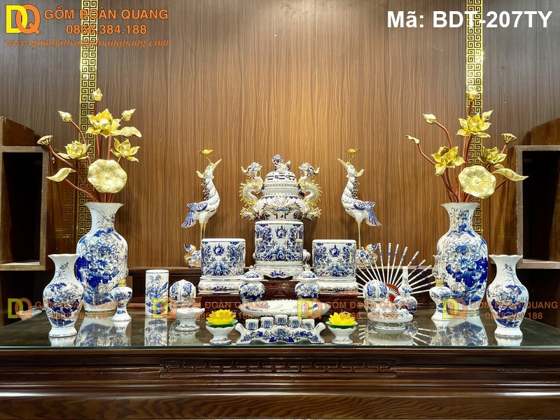 Bộ đồ thờ bằng gốm chất lượng cao mã BDT-207TY