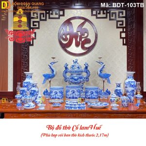 Bộ đồ thờ bằng gốm chuẩn phong thủy mã BDT-103TB