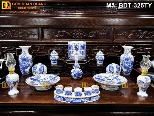 Bộ đồ thờ bằng gốm sứ Bát Tràng mã BDT-325TY