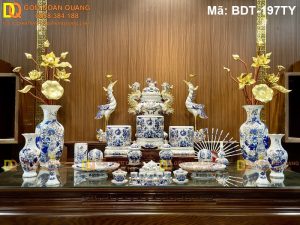 Bộ đồ thờ bằng sứ cao cấp, sáng bóng bền đẹp mã BDT-197TY
