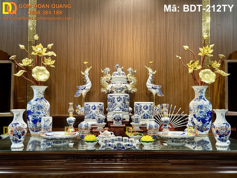 Bộ đồ thờ bằng sứ đẹp tinh tế, dễ kết hợp mã BDT-212TY