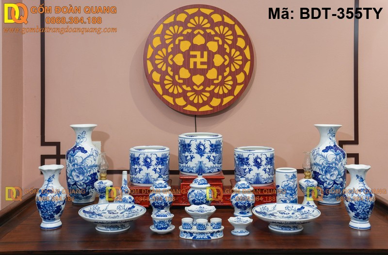 Bộ đồ thờ bằng sứ tinh tế, bền đẹp mã BDT-355TY