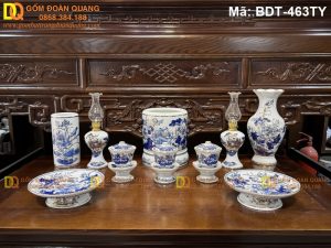 Bộ đồ thờ Bát Tràng cao cấp mã vàng 24K mã BDT-463TY
