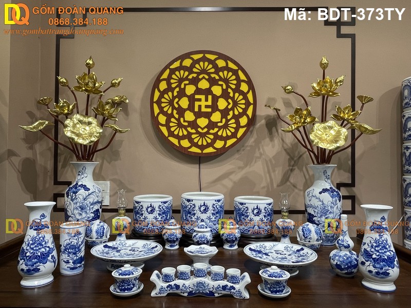 Bộ đồ thờ Bát Tràng cao cấp sang trọng mã BDT-373TY