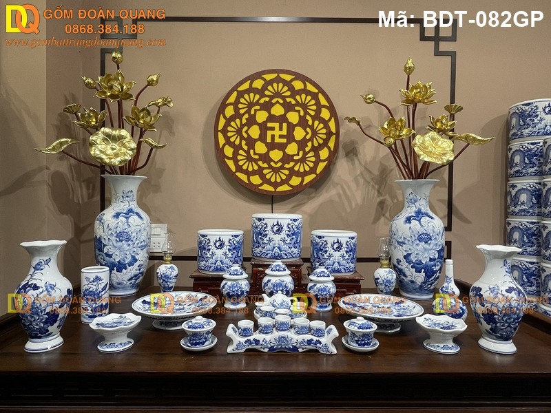 Bộ đồ thờ Bát Tràng chính hãng mã BDT-082GP