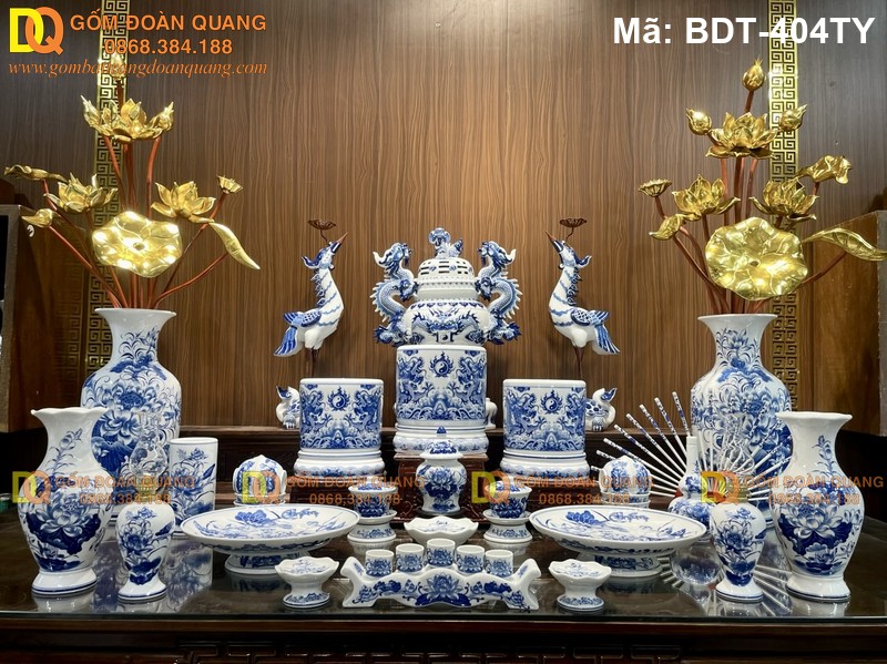 Bộ đồ thờ Bát Tràng đầy đủ mã BDT-404TY
