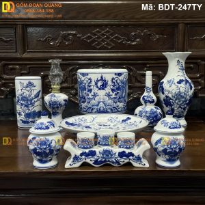 Bộ đồ thờ Bát Tràng đầy đủ vật phẩm mã BDT-247TY
