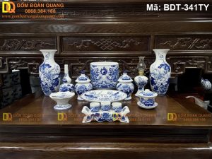 Bộ đồ thờ Bát Tràng đẹp cho bàn thờ 1,55 mét mã BDT-341TY
