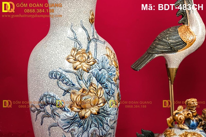 Bộ đồ thờ Bát Tràng đẹp đủ món mã BDT-483CH - Ảnh 2