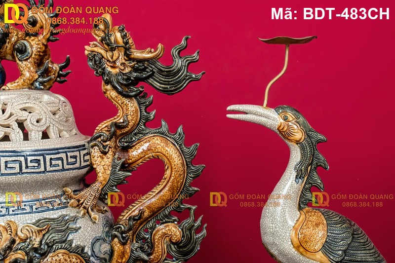 Bộ đồ thờ Bát Tràng đẹp đủ món mã BDT-483CH - Ảnh 6