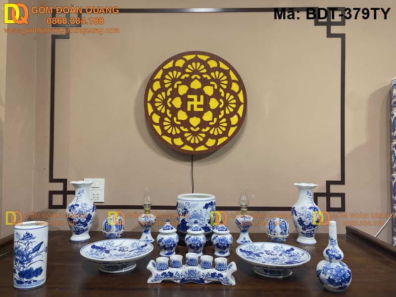 Bộ đồ thờ Bát Tràng đẹp mẫu mới nhất mã BDT-379TY