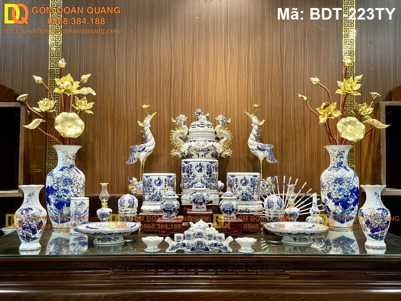 Bộ đồ thờ Bát Tràng Đoàn Quang chính hãng mã BDT-223TY