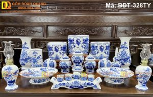 Bộ đồ thờ Bát Tràng thờ gia tiên mã BDT-328TY
