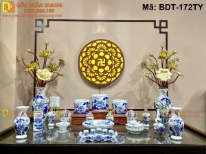 Bộ đồ thờ cúng bằng sứ chất lượng cao mã BDT-172TY