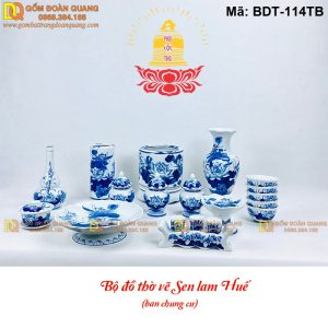 Bộ đồ thờ cúng bằng sứ chuẩn phong thủy mã BDT-114TB