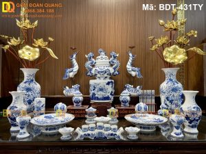 Bộ đồ thờ cúng bằng sứ tinh tế, sang trọng mã BDT-431TY