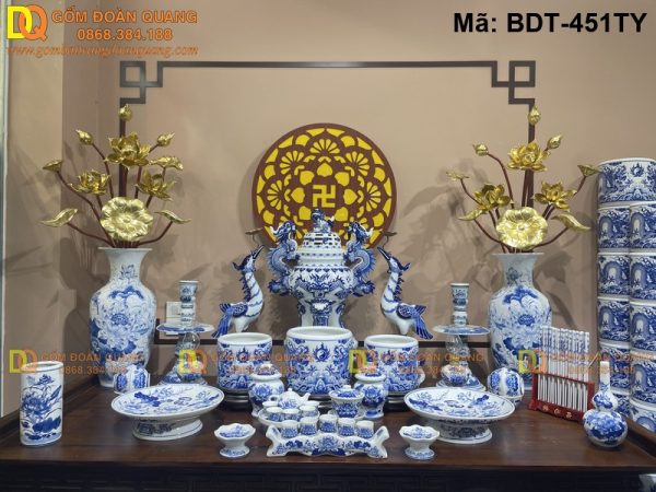 Bộ đồ thờ cúng Bát Tràng đầy đủ mã BDT-451TY