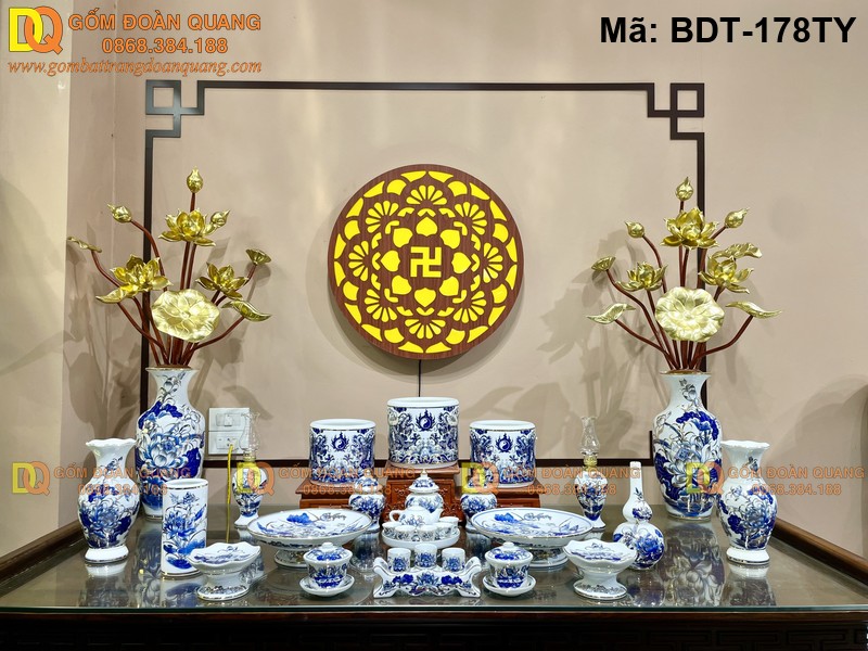Bộ đồ thờ cúng gia tiên đầy đủ vật phẩm mã BDT-178TY