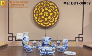 Bộ đồ thờ cúng gốm sứ cao cấp mã BDT-380TY