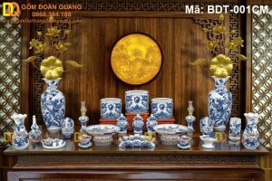 Bộ đồ thờ đầy đủ 3 bát hương Rồng mã BDT-001CM