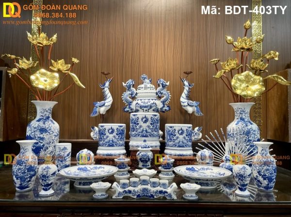 Bộ đồ thờ đầy đủ Bát Tràng cao cấp mã BDT-403TY