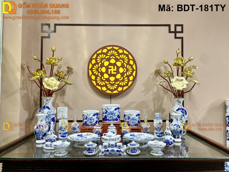 Bộ đồ thờ đầy đủ cho bàn thờ gia tiên mã BDT-181TY