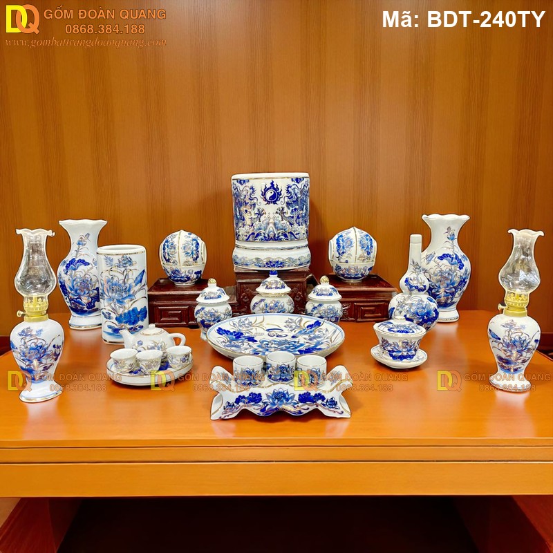 Bộ đồ thờ đầy đủ cho bàn thờ Việt mã BDT-240TY - Ảnh 2