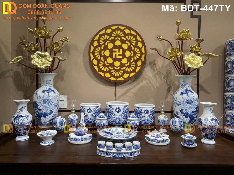 Bộ đồ thờ Đoàn Quang Bát Tràng chính hãng mã BDT-447TY