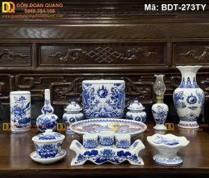 Bộ đồ thờ giá rẻ màu xanh lam mã BDT-273TY