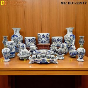 Bộ đồ thờ gia tiên bằng sứ đẹp nhẹ nhàng mã BDT-229TY