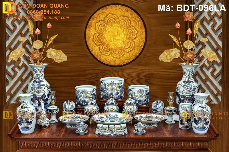 Bộ đồ thờ gia tiên Bát Tràng chính hãng mã BDT-096LA