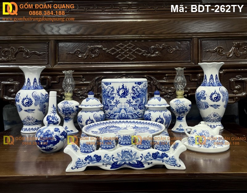 Bộ đồ thờ gia tiên Bát Tràng đủ mã BDT-262TY