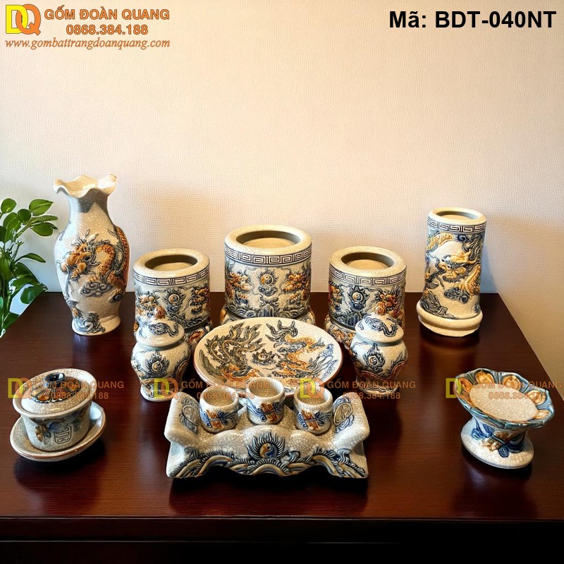 Bộ đồ thờ gia tiên Bát Tràng mã BDT-040NT - Ảnh 2