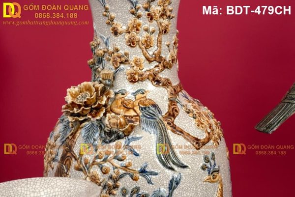Bộ đồ thờ gia tiên đắp nổi tinh xảo mã BDT-479CH - Ảnh 5