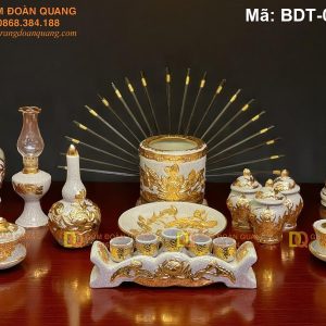 Bộ đồ thờ gia tiên đầy đủ bàn thờ treo 14 sản phẩm mã BDT-012NT